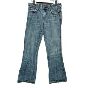 7 FOR ALL MANKIND Womens 28 Bootcut Blue Jeans Signature Orange Stitch USA